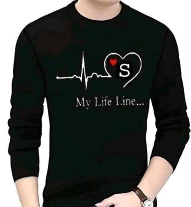 GenericToxic Smile Men's Printed Full Sleeve Stylish Casual T-Shirt | My Life Line || Gymming Swimming and Cricket| Morning Walk