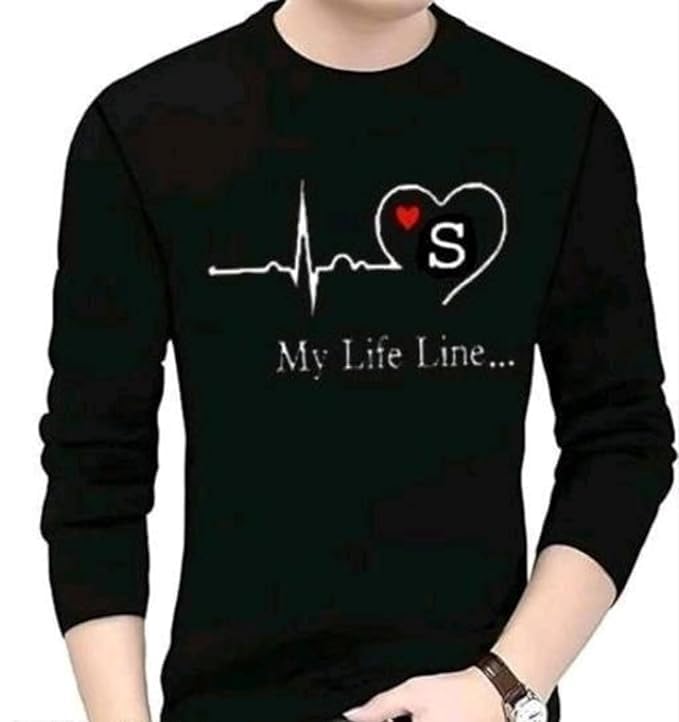 GenericToxic Smile Men's Printed Full Sleeve Stylish Casual T-Shirt | My Life Line || Gymming Swimming and Cricket| Morning Walk