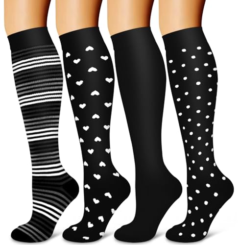 Image of Laite Hebe 4 Pairs-Compression Socks for Women&Men Circulation-Best Support for Nurses,Running,Athletic