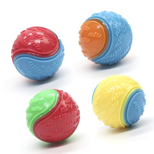 Irunfast 4Pcs Squeaky Dog Balls Indestructible Dog Ball Balls for Dogs Training Teeth Cleaning Puppy Chew Toys