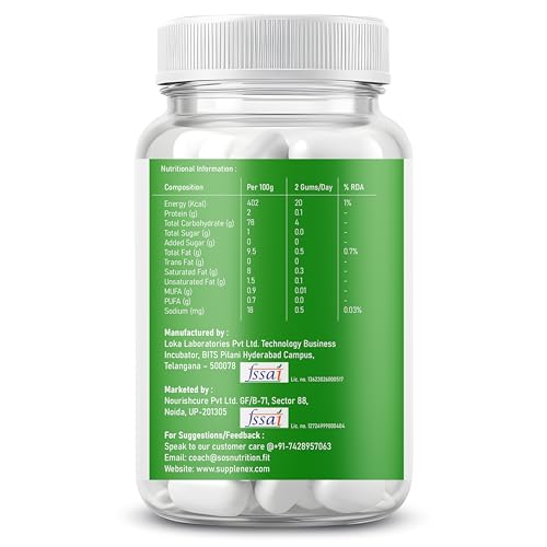 Supplenex NeuroGum & BrainFocus Caffeine Gum – 30 Sugar-Free Gums with Caffeine & L-theanine for Energy, Memory + Focus Boost, Refreshing Mint Energy Gum, Unisex