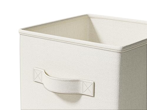 Image of LayerSpace 4 Pack Foldable Fabric Closet Storage Bins, 11Inch Organizer Cubes with Handles, Linen Storage Boxes for Clothes, Toys, Books and Home Organization, White& Ivory