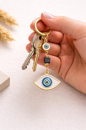 Nazar Gözlü Altın Kaplama Anahtarlık – Günlük Kullanım ve Hediye İçin Şık Aksesuar (Pembe) - Görsel 4