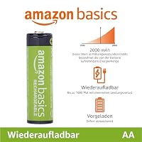 Amazon Basics 24er-Pack wiederaufladbare AA-NiMH-Akkus, 2000 mAh, 1,2 V, bis zu 1000x aufladbar, vorgeladen – Ansicht 2
