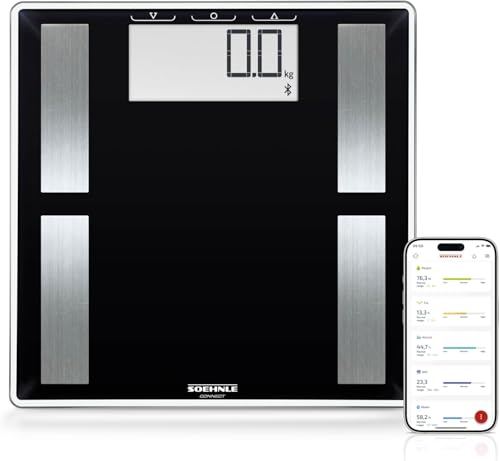 Soehnle Shape Sense Connect 50 mit Bluetooth Personenwaage plus App, Waage für BIA-Premium-Körperanalyse, Körperfettwaage mit großem LCD-Display, schwarz Soehnle Shape Sense Connect 50 mit Bluetooth Personenwaage plus App, Waage für BIA-Premium-Körperanalyse, Körperfettwaage mit großem LCD-Display, schwarz