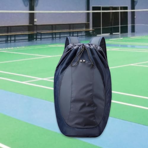 Drawstring Backpack with Mesh Compartment Nylon Sports Gym Bag Badminton Racket Bags for Dance Travel Swimming Women Men, Dark Blue2