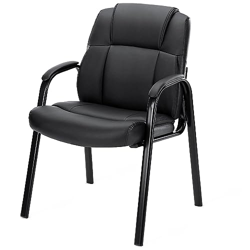 Sweetcrispy Waiting Room Chair, Reception Chair Office Guest Chair, Executive Office Chair PU Leather Desk Chair No Wheels, Lobby Chair Conference Room Chair with Padded Arms