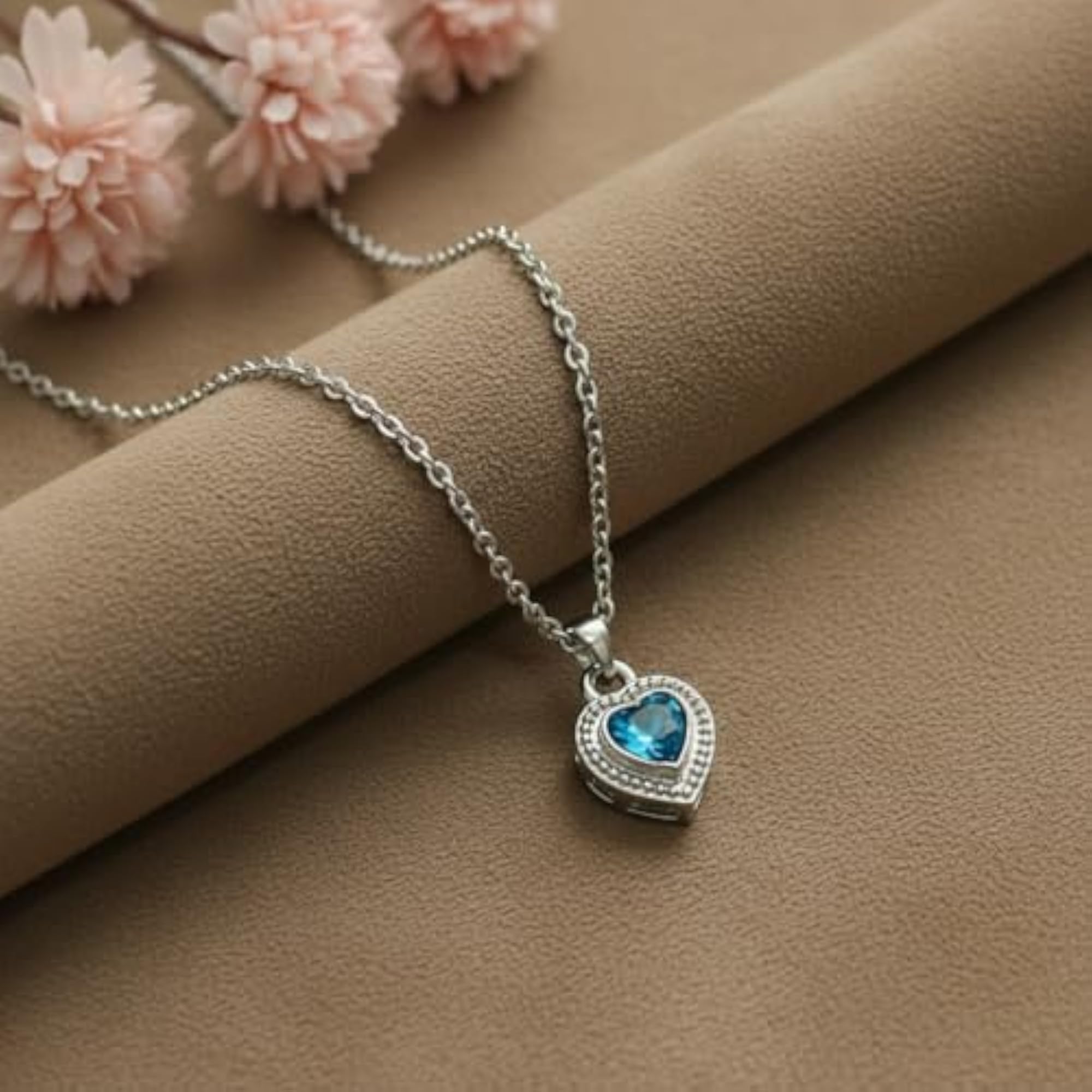 Heart Pendant with American Diamond Necklace for Women