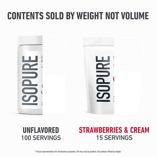 Image of Isopure Bundle of Zero Carb 100% Pure Whey Isolate Protein Powder, Strawberries & Cream, 25g Protein Per Serving, 1 Lb, 15 Servings + Isopure 100% Pure Creatine Monohydrate Powder, 100 Servings