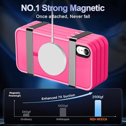 Image of MOCCA Magnetic Shockproof for iPhone XR Case,Hot Pink | 10ft Drop Tested | Compatible with MagSafe | Anti-Slip Matte Finish | Raised Camera & Screen Lip | Ultra-Slim Design
