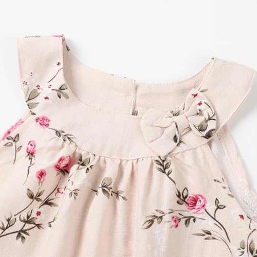 Image of HILEELANG Little Girls Cotton Dress Sleeveless Casual Summer Sundress Flower Printed Jumper Skirt