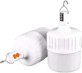 Luminária de Emergência Recarregável Com 38w Lampada em Led de à Prova D'água Alta Potência Duração Contínua Até 12h 5 Modos de Iluminação Carregamento USB, Branco Frio 6000K