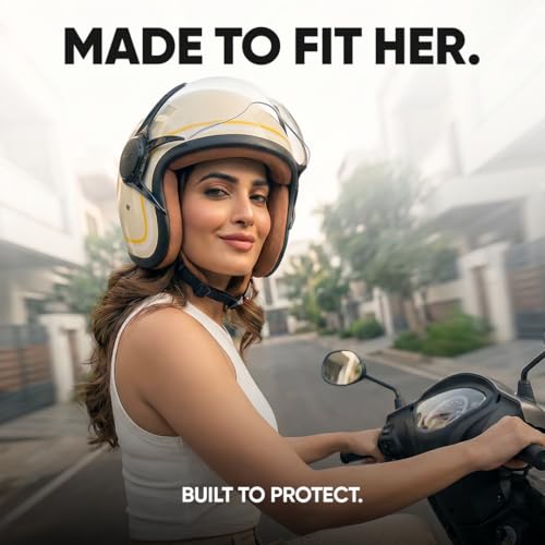 Image of TVS MissFit Women's Open Face Helmet | Lightweight Shell | Pastel Colors Designed Exclusively for Women | Extreme Comfort Fit for Girls | Clear Visor | DOT & ISI Certified