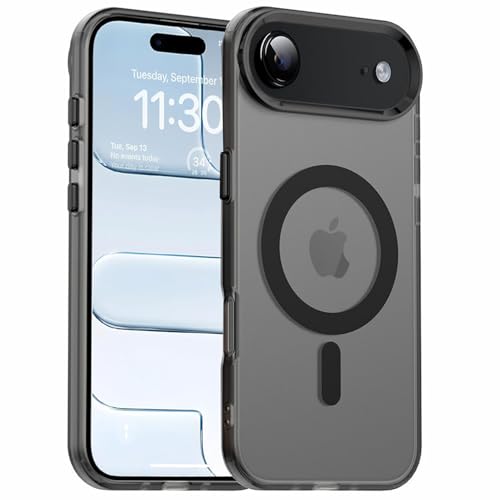 Image of Elzzi Magnetic Magsafe for iPhone 17 Air Case, Upgraded [Full Camera Protection] [Compatible with Magsafe] [Translucent Matte] Shockproof Protective Phone Case for Men & Women, Frosted Black