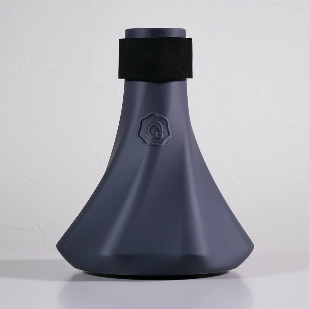 Bass Trombone Practice Mute – Ultra-Quiet, Lightweight 3-in-1 Capsule (Silencer, Blowing, Tone), Fits 9.5 inch bells – QooMute (Midnight - Gray)