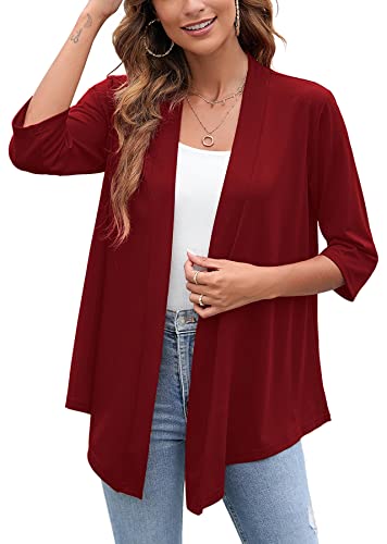 Image of Heymoments Women's Lightweight Open Front Cardigans 3 /4 Sleeve Casual Soft Drape Fall Cardigan S-2XL