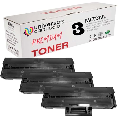 Toner MLT-D111S compatible Samsung Xpress M2070 M2022 - Kit de 3 cartouches sans erreur de puce
