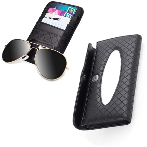 BANSHAN Multifunctional Car Tissue Holder With Extra Sun Visor Purse Documents Holder Organizor Leather Car Napkin Holder Sun Visor Tissue Holder Automotive Interior Accessories Black Cover