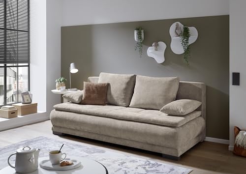 Liam Schlafsofa in Hellbraun – Modernes Design mit Bonell-Federkern, Bettkasten & Schlaffunktion für höchsten Komfort im Wohn- und Gästebereich