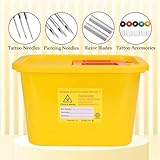 ATOMUS 2pcs 3L Yellow Tattoo Plastic Sharp Container Box Sharps Containers Needle Destruction Waste Bin Needle Disposal Bin with Lid for Tattoo Eyebrow Blade - Image 6