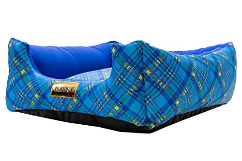 Cama Luxo Para Cachorro Luppet Pequeno Porte até 5kg Azul Xadrez M
