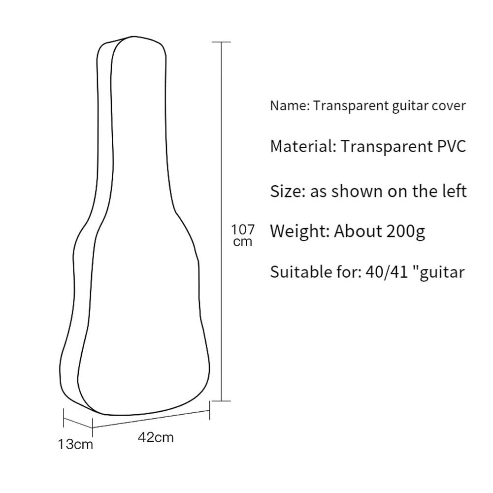 1 Pezzo Antipolvere per Chitarra Trasparente Traslucido Antipolvere Impermeabile per Chitarra Elettrica Acustica Borsa di Immagazzinaggio di Protezione, trasparente