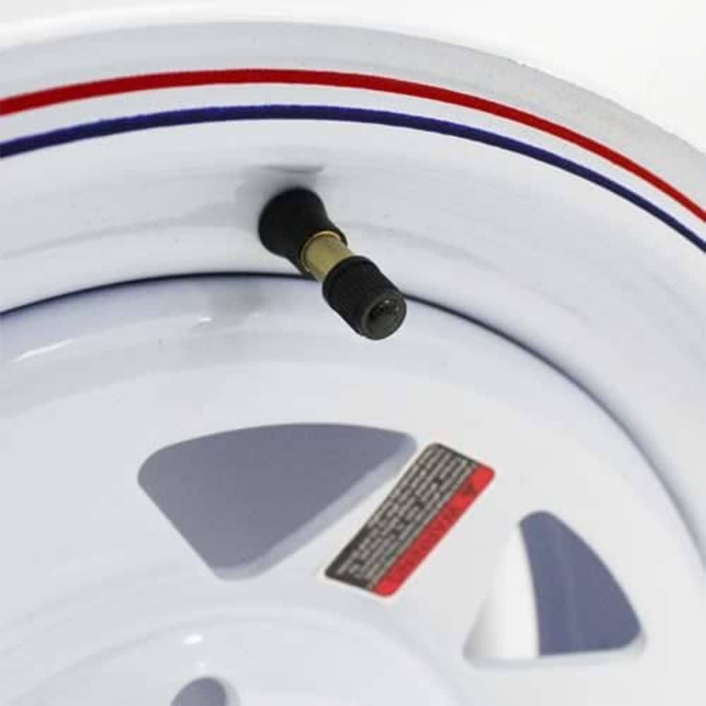 SOUTHWEST WHEEL 15" x 6" White Spoke with Red and Blue Pin Stripe Trailer Wheel 6 Lug 5.5" Bolt Circle