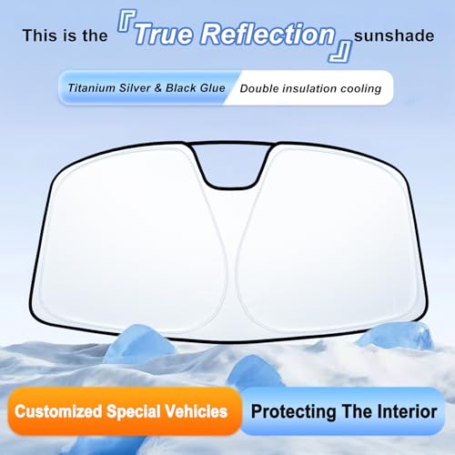Image of Windshield Sun Shade for 2021-2026 Ford Bronco Sport| Fully Covered Foldable Front Window Sun Visor| 310T Polyester| UV Heat Insulation Protection| Outdoor Camping (Not for Bronco Model)