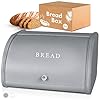 Bread Box For Kitchen Countertop, Bread Container Bread Storage Container, Bread Buddy Bread Bin Corner Bread Box for Kitchen Countertop, Bread Holder Stainless Steel Bread Keeper, Grey BreadBox