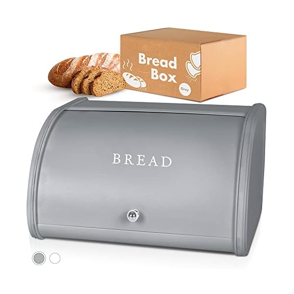 Bread Box For Kitchen Countertop, Bread Container Bread Storage Container, Bread Buddy Bread Bin Corner Bread Box for Kitchen Countertop, Bread Holder Stainless Steel Bread Keeper, Grey BreadBox Bread Box For Kitchen Countertop, Bread Container Bread Storage Container, Bread Buddy Bread Bin Corner Bread Box for Kitchen Countertop, Bread Holder Stainless Steel Bread Keeper, Grey BreadBox
