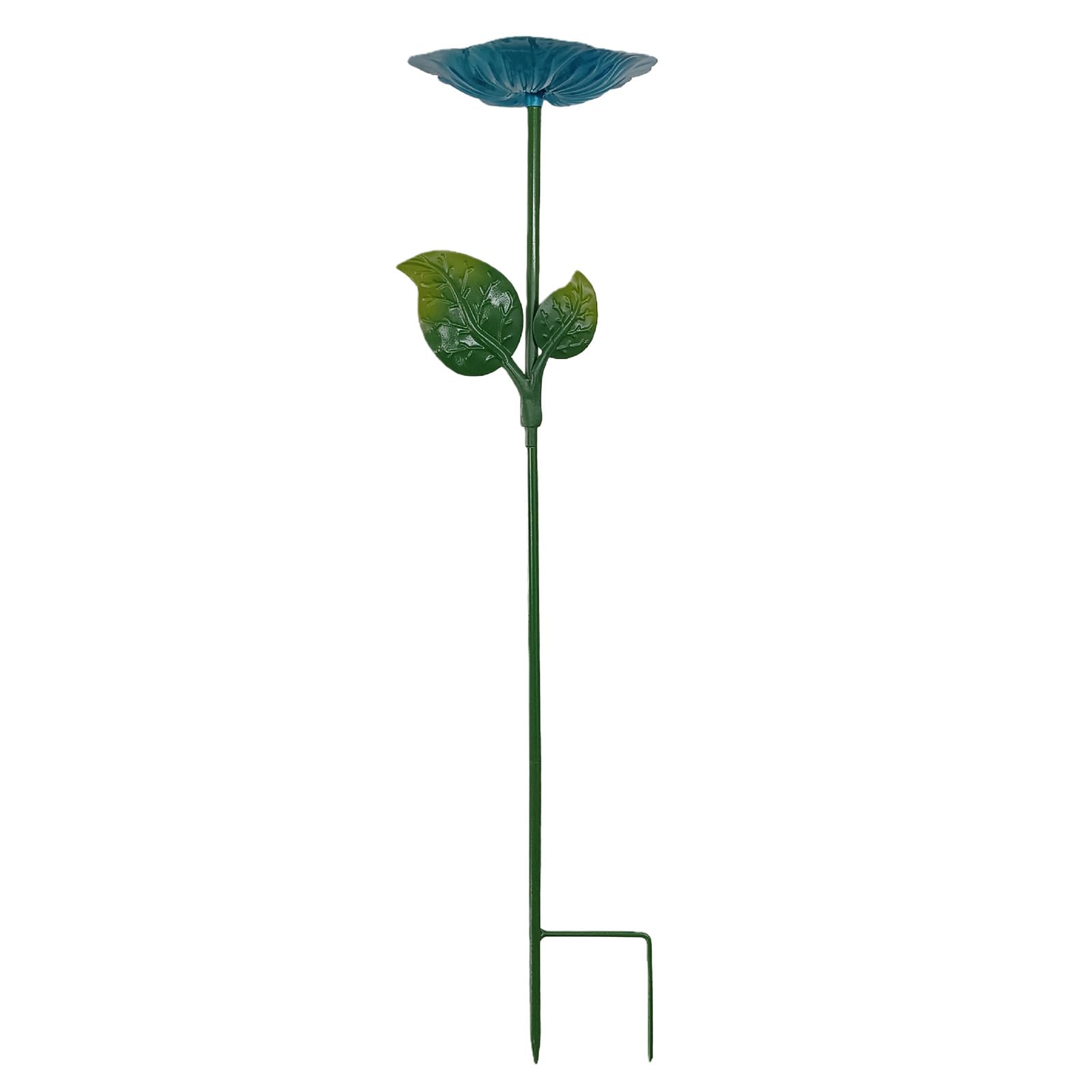 Garden Bee Watering Station with Metal Stake Metal Flower Bee Bath Bowl Weather Resist Insect Pollinator Watering Station for Attracts Bees & Butterflies (Blue)