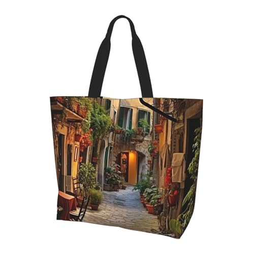 Unkhtt Bolso bandolera italiano con estampado de calle vieja y elegante, de gran capacidad, para uso diario, viajes, viajes y viajes