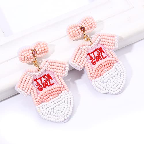 Baby Shower Earrings for Women Beaded Gender Reveal Earrings Adorable It’s a Girl or Boy Bodysuit Earrings Cute New Mom To Be Gifts Pregnancy Gift3