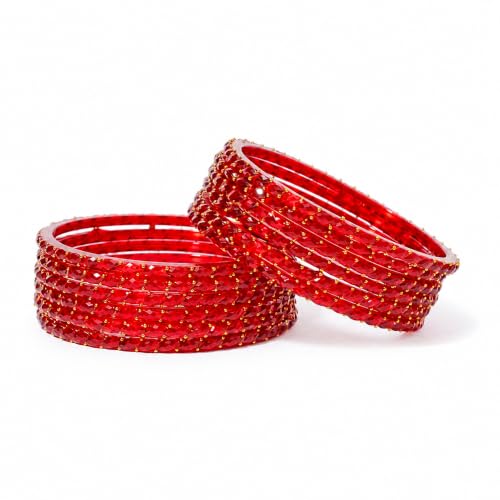 Image of Raindrop Crystal Glass Bangles, Pack of 12