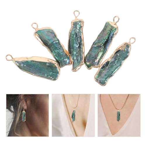 Pendentifs perles baroques d'eau douce vert paon pour création DIY de colliers - 4