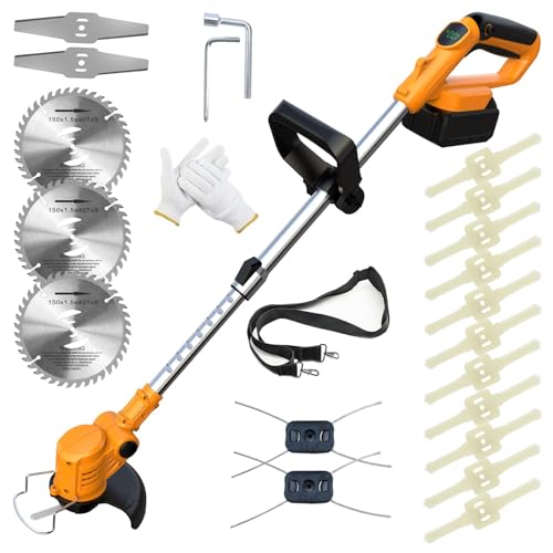Electric Weed Wacker Cordless for Dewalt 20V MAX Battery, 4-in-1 Weed Eater Battery Powered, Brush Cutter with 4Types Blades, for Lawn, Yard and Bush Trimming (No Battery)