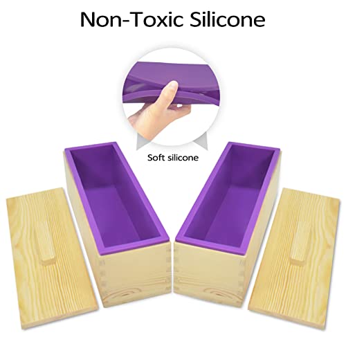 Artcome 42oz Soap Loaf Molds Rectangular Silicone Moulds Wooden Box with Lid - Image 3