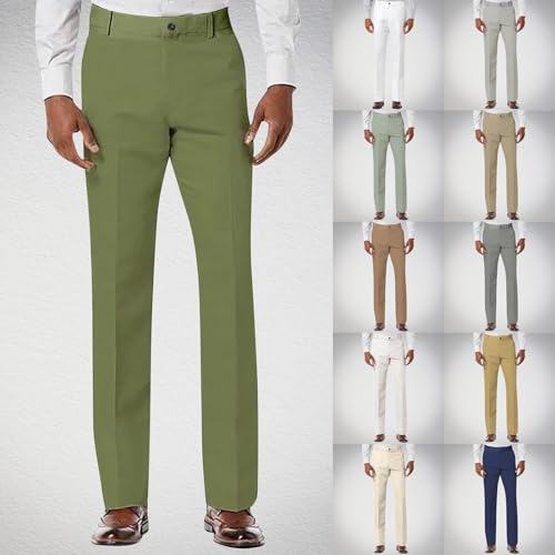 Cambkatl Classic Straight Dress Pants for Men - Lightweight Basic Business Casual Solid Suit Trousers with Pockets2