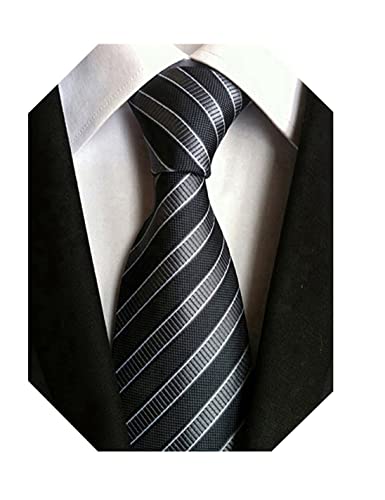 Wehug Men s Classic Tie Silk Gray Striped Woven Necktie Jacquard Neck Ties For Men LD0047
