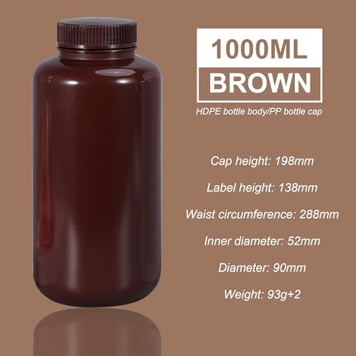 image for YCCLDIPL 3X 1000ml Brown Wide Mouth Antioxidant Container Darkroom Che