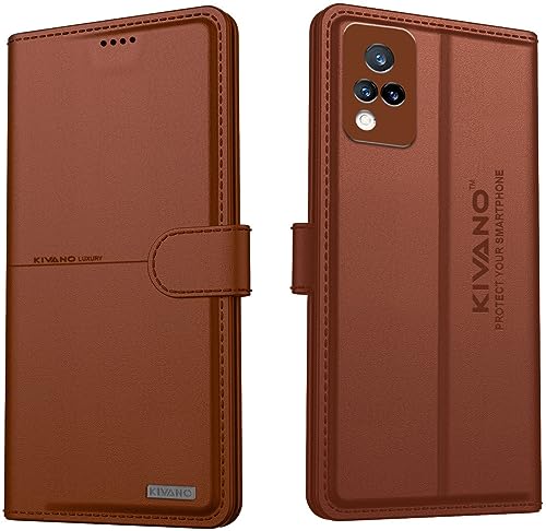 Image of KIVANO Compatible with Vivo V21 5G Flip Cover | Leather Finish | Inside Pockets & Inbuilt Stand | Shockproof Wallet Style Magnetic Closure Back Cover Case