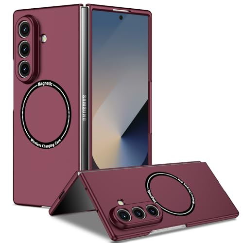 Image of amazon basics Magnetic Case Cover for Samsung Galaxy Z Fold 6 [Compatible with Mag-Safe] Slim Shockproof Magnetic Phone Cover Case - Purple