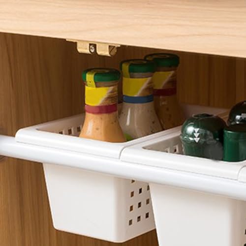Organizador para Cocina Bajo Fregadero, Canasta de Almacenaje Expansible, Instalación sin Clavos, Plástico, Para Armario y Baño miniatura 3