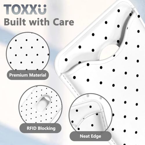 Image of Polka Dots Magnetic Wallet Compatible with Magsafe Wallets for iPhone 17 /16 /15 /14 /13 /12 Series Pro Max Plus Cute Phone Magnet Card Holder Fit 3 Cards for Women Girl Lether Mag Safe White