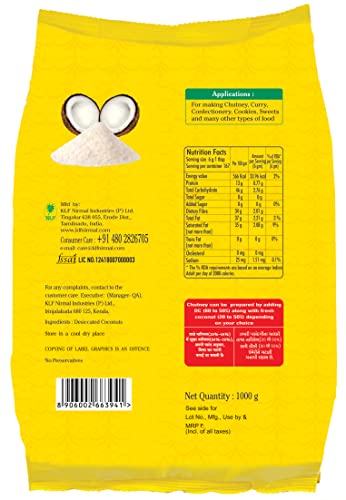 Image of KLF Coconad Low Fat Desiccated Coconut Powder,1 Kg,Fresh (Pack of 3)