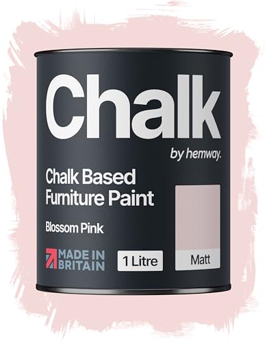 Hemway Chalk Based Furniture Paint, Blossom Pink 1L, Matt Finish Shabby Chic, Chalk Paint Furniture & Walls, Quick Dry & 1 Coat