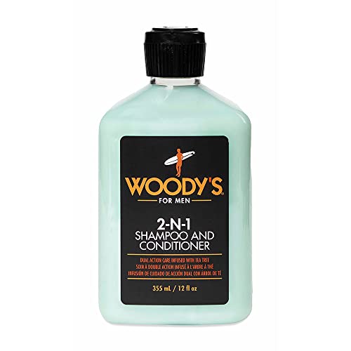 Woody's 2-in-1 Thickening Shampoo and Conditioner for Men, Mens Conditioner for Fuller, Thicker Hair, Natural Scalp Care, 12 oz