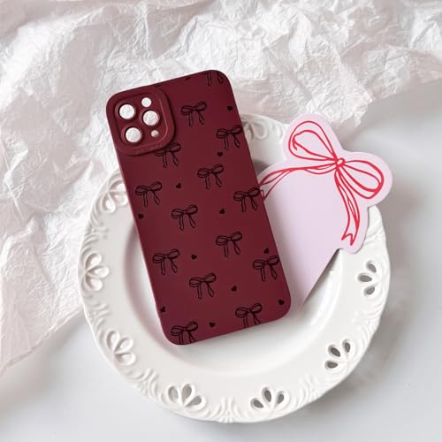 NITITOP Compatible with iPhone 11 Pro Case Cute Aesthetic Bow Ribbon Love Heart Pattern Design for Women Girls Soft TPU Bowknot Shockproof Protective Cover - Wine Red by NITITOP - Used condition - Image 6