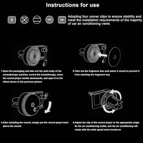 Image of kingsea Record Player Air Freshener Car Vent Clip Aromatherapy, Air Diffusers Freshener Car Retro Clip Interior Decoration