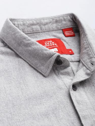 Image of THE BEAR HOUSE Men's Slim Fit Solid Flannel Cotton Casual Shirt | Grey | TBH-Amboy-GY